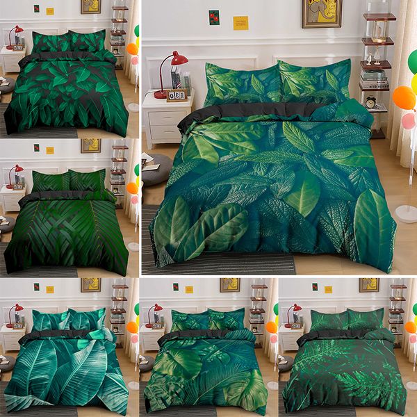 

3d leaves bedding sets duvet cover set 2/3pcs bedclothes single/double/twin/full/queen/king size