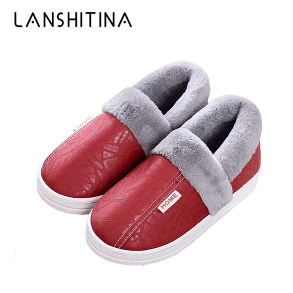 

new 2020 winter waterproof women cotton shoes plush women slippers warm fur thicken cotton-padded home slipper indoor flat shoes x1020, Black