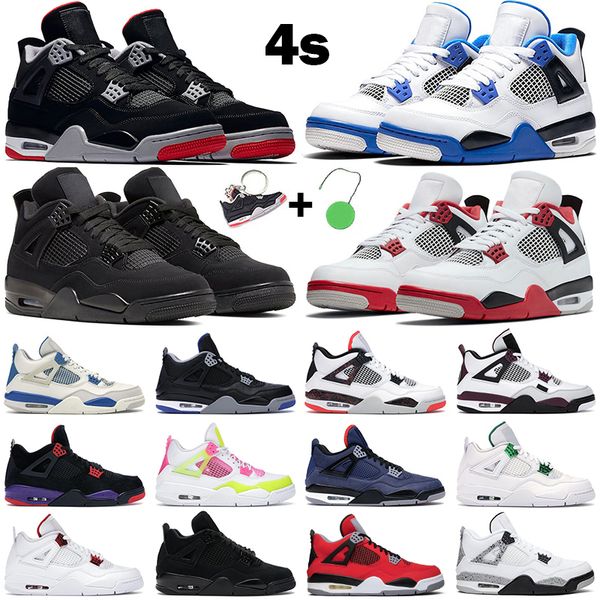

mens basketball shoes 4s fire red 4 black cat what the bred white cement loyal blue metallic red purple men women athletic sneakers
