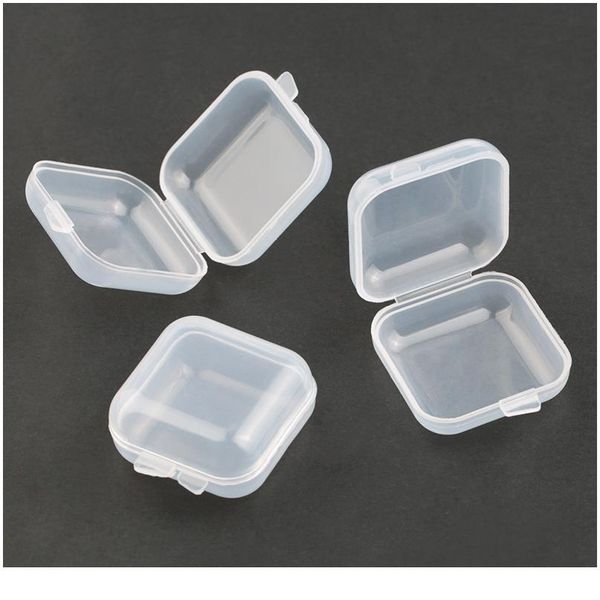

2019 new 3.5*3.5*2cm small plastic storage box for jewelry beads earring jewelry container transparent square box case c jllbas, Black;white