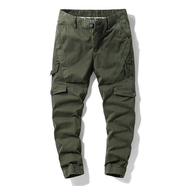 

2021 work pure cotton spring autumn cargo pants men multi-pockets trousers street fashion clothes male new mtk2, Black