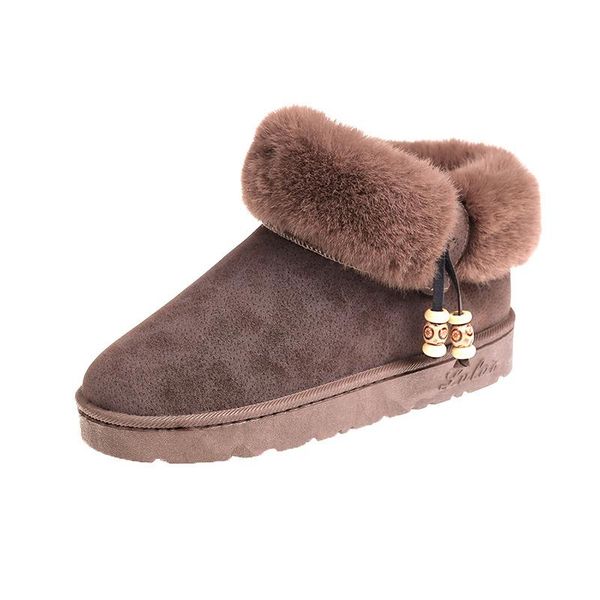 

обувь женские сапоги добавить хлопок ботинки снега толстым дном короткие пробки сладкое плоские вскользь низкая зимняя обувь botas mujer w24, Black