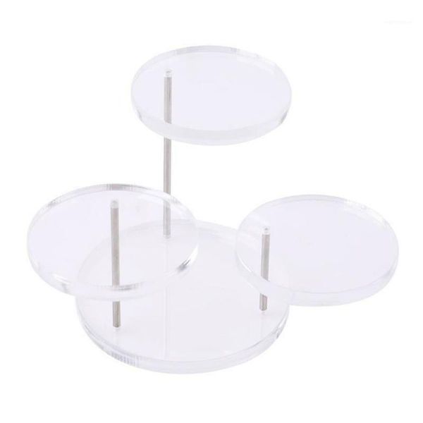 

3 Layers Organizer Practical Jewelry Display Round Plate Bracelet Stand Pendant Shelf Easy Clean Earring Ring Acrylic Holder1, Pink;blue