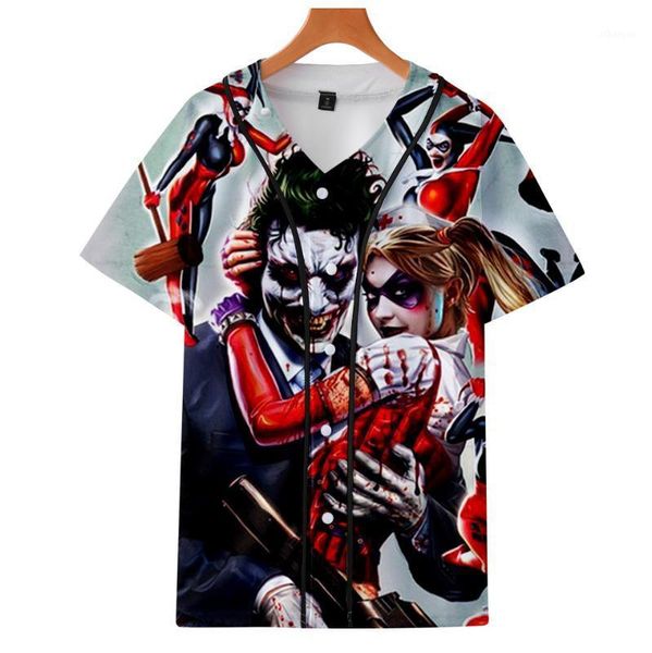 

haha joker 3d printed baseball t shirt men's summer v-neck short-sleeved t-shirt ladies 3d t shirt fashion street hip hop1, White;black