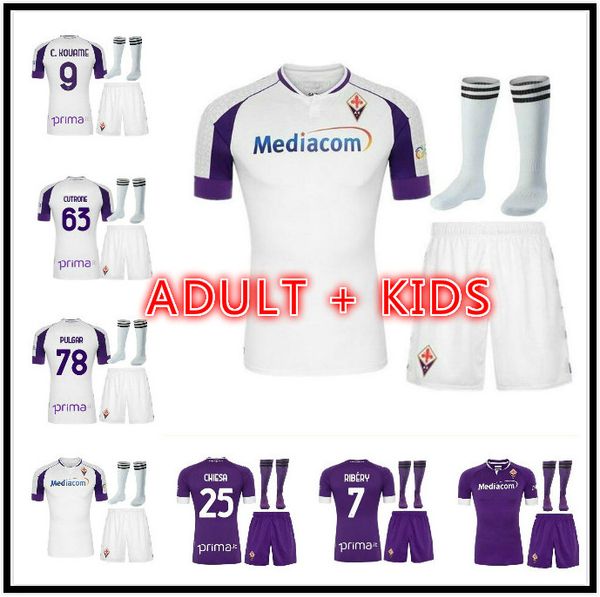 

20 21 kits fiorentina soccer jerseys simeone 9 ribery 7 custom florence football shirt men+kids kit youth camisas de futebol shirts, Black;yellow