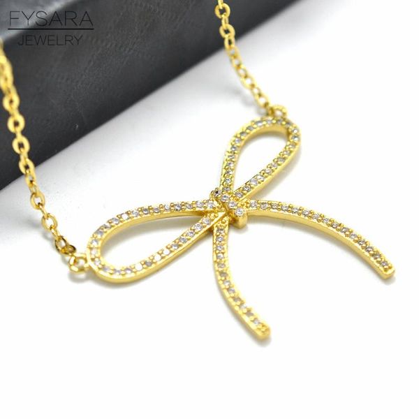 

fysara charm фианитами кристаллов ожерелья подвеска bowknot для женщин партии ожерелье любовника цепи ошейники мода ювелирные изделия sqchfk, Silver