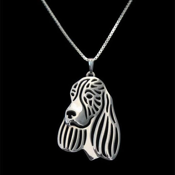 

female alloy pet dog pendant necklaces women's english springer spaniel necklaces drop shipping, Silver