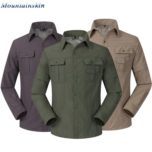 

alps men hike in the open air for quick breathing, dry, detachable military shirts fishing and wearing thin clothes rm047, Gray;blue