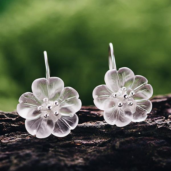 

dangle & chandelier handmade real 925 sterling silver earrings natural designer drop for women fine jewelry flower in the rain eardrop