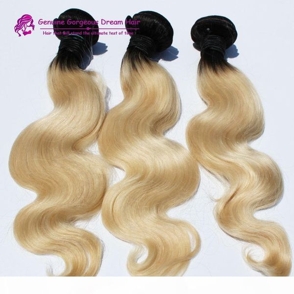 

gorgeous hair product weave bundles indian two tone body wave hair unprocessed black and blonde ombre weave human hair 1b 27 color