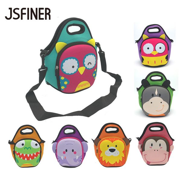 

jsfiner animal face pattern сумка обеда 2 лица питание теплоизолирующий водонепроницаемый 100% неопрен для пикника посуда lunch bag 201014
