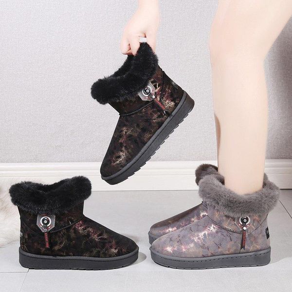 

2020 new women snow boots flat winter sleeve boot platform ladies warm shoes new fur women's suede ankle boots, Black