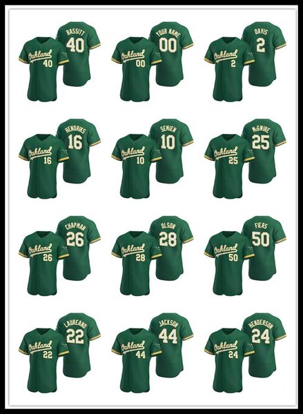 

oakland athletics men women youth 26 matt chapman 3 khris davis green authentic 2020 alternate baseball jersey, Black