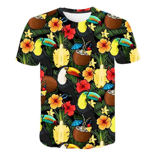 

men loose pineapple flower plants leaf summer ropa mujer 3d print shirts harajuku hippie funny men clothing