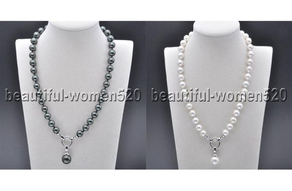 

x0113 14мм south sea shell жемчужным ожерельем кулон 18inch, Silver