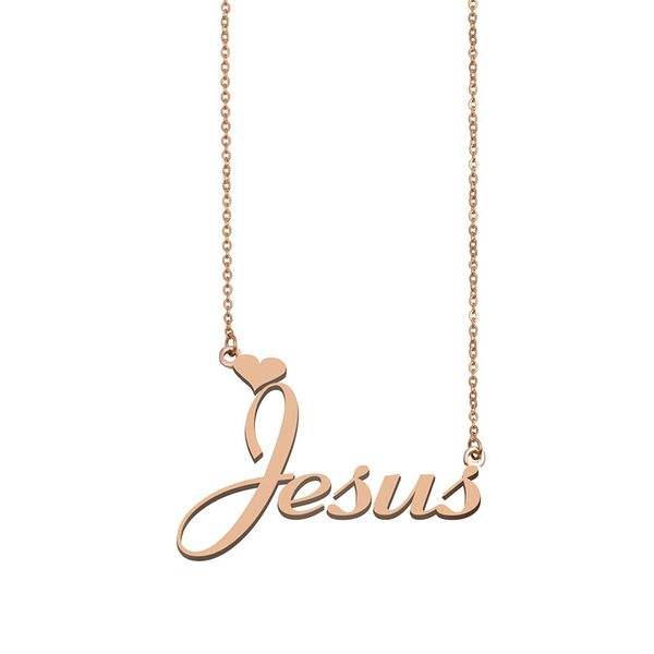 Ожерелье с именем Иисуса, кулон на заказ, персонализированный для женщин, девочек, детей, лучших друзей, подарки для матерей, ювелирные изделия из нержавеющей стали с покрытием из 18-каратного золота