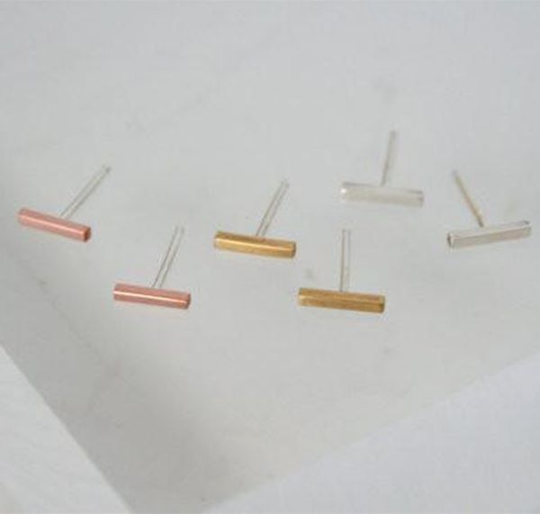 

fashion stick style ear studs classic bar stud earrings wholesale gold silver rose three color optional, Golden;silver
