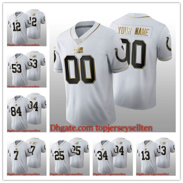 

indianapolis colts men women youth nfl 13 t.y. hilton 12 andrew luck white golden edition 100th season football jersey, Black;red