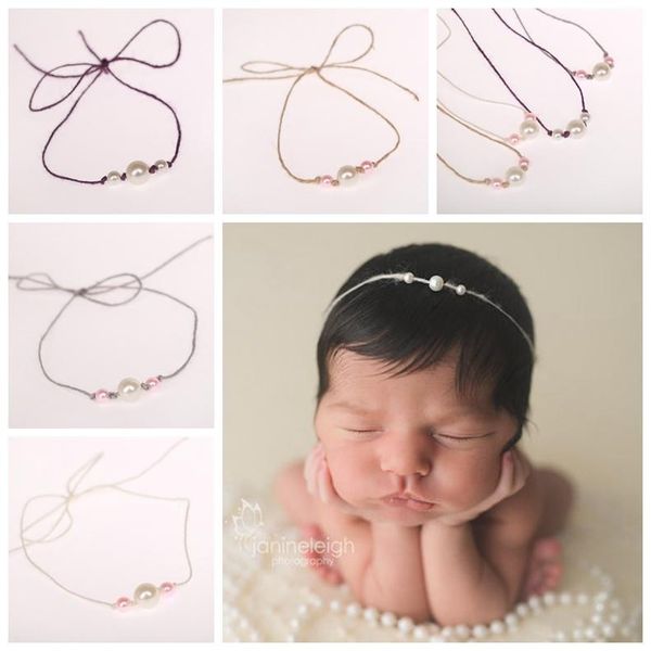 

симпатичные девушки 1шт перлы faux оголовье младенца bow tie пеньки headwrap фото реквизит новорожденных малышей infant головные уборы аксес, Slivery;white