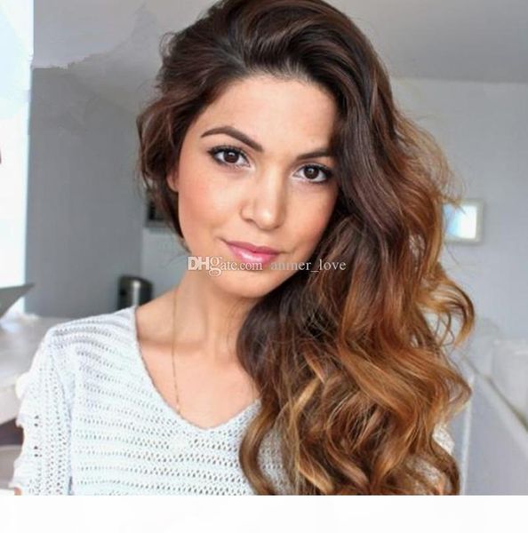 

150 density brazilian lace front wigs 10-24 inch ombre color remy hair curly pre plucked human hair wigs full end, Black;brown