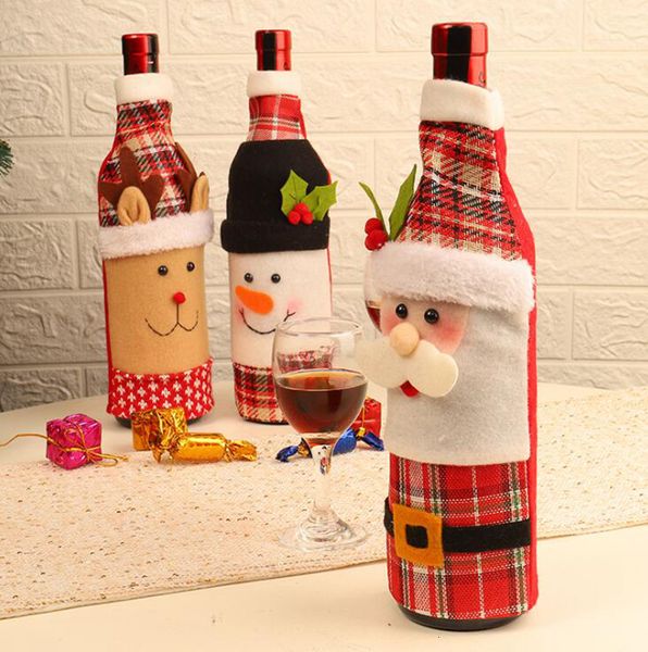 

santa christmas 3 styles claus decoration dinner party red wine bag xmas bottle cover ooa7271-2 ho3d