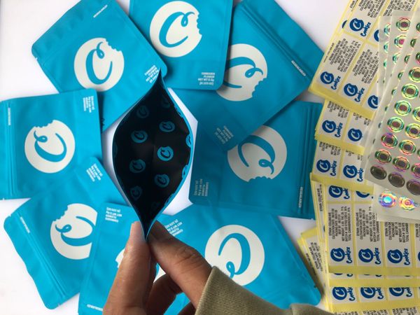 

cookies solid blue bags mylar bags local medicated edibles smell proof bags hologram stickers and flavors label qyled bdedome