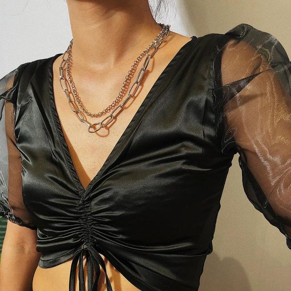 

pendant necklaces fashion double layer coin necklace bohemia round sequins choker on neck chain jewelry, Silver