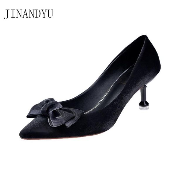 

bowknot stiletto heels 6cm elegant dress women for wedding party shoes woman dress spring summer comfortable heels black