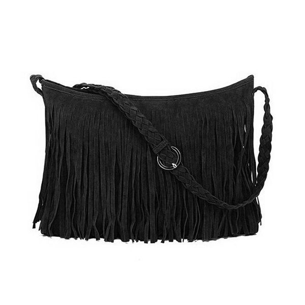 

fashion women's suede weave tassel shoulder bag messenger bag fringe handbags new