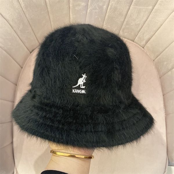 

t2d8 new france fashion kangaroo mens designers hats bonnet knitted beanie winter wool hat plus velvet cap skullies mask thicker fringe bean, Brown;gray