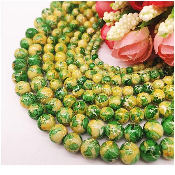 

wholesale 4/6/8/10mm pull white silk glass beads loose spacer beads painted charm for jewellery making diy bracelet&neck qyluqp
