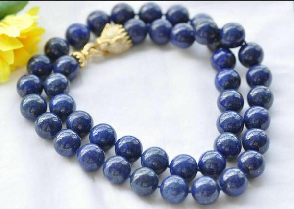 

chains natural 36" 14mm round blue lapis-lazuli bead necklace cz cougar1, Silver