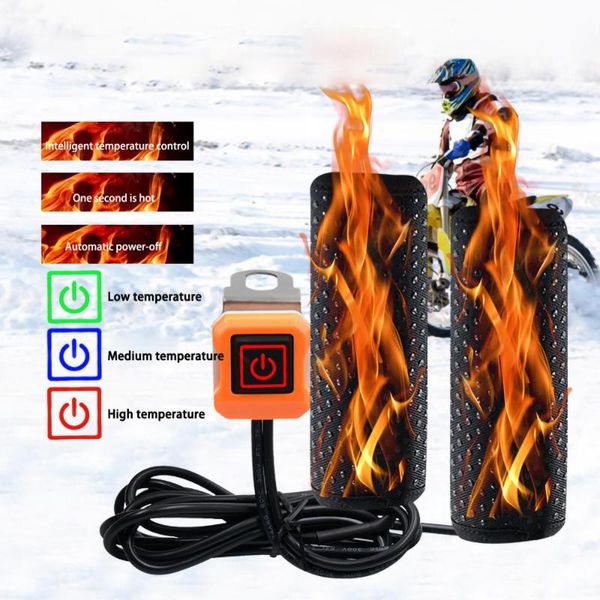 

12v motorcycle lntelligent temperature control third gear heated grips inserts handlebar hand warmer universal grip atv bike