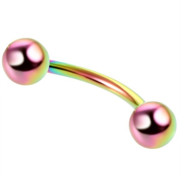 

2pcs 6colors surgical stainless steel eyebrow rings 16g eyebrow ring curved barbell piercing double balls body jewelry q bbybvn, Silver