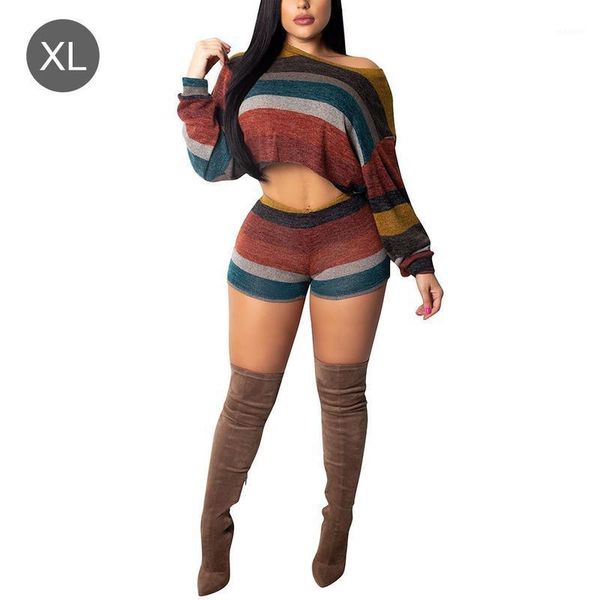 

autumn women long sleeve casual crop and shorts set pullovers loose shirt two piece set women turtleneck tracksuit1, Gray
