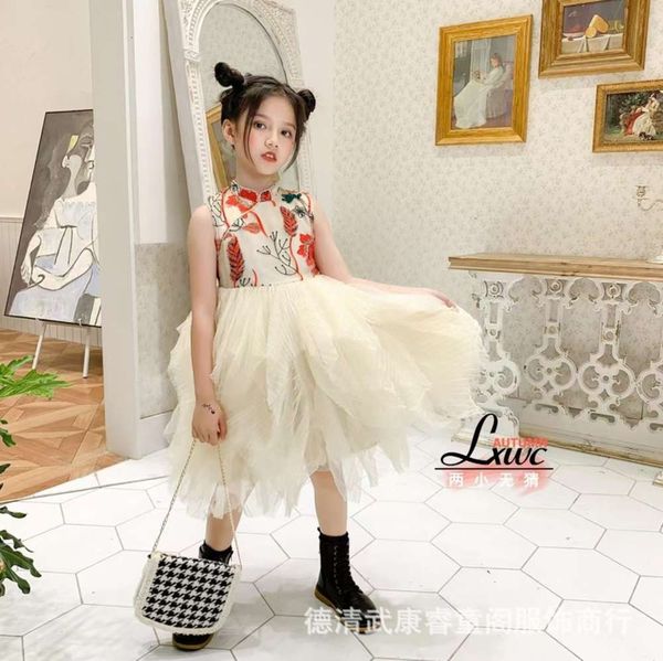 

ruitongge ffy gauze skirt 2021 spring and summer children's new cuhk girls' svels drs, Red;yellow