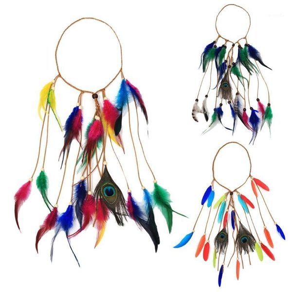 Зажимы для волос Barnettes Богемные хиппи Головные убор Peacock Peap Tassel Beat Headband Chashinator плетеный плетение