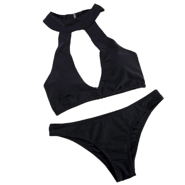 

2019 summe maillot de bai femme high waist women's beach swimsuit swimwear bathing monokini push up padded bikini tankini, Black
