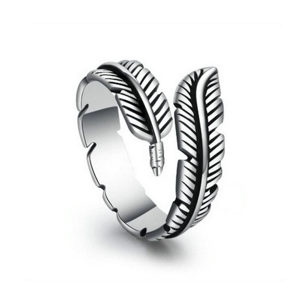 

cluster rings river charm women ring retro feather vintage design adjustable girl fashion jewelry birthday party gifts, Golden;silver