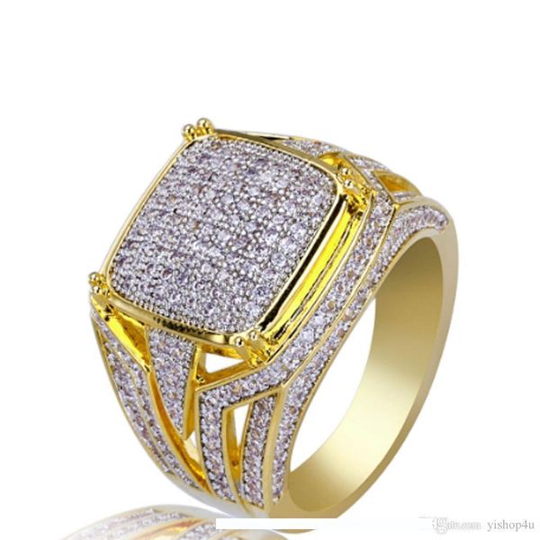 

mens retro style design cz bling bling ring micro pave cubic zirconia simulated diamonds hip hop size#7-size#11 rings, Golden;silver