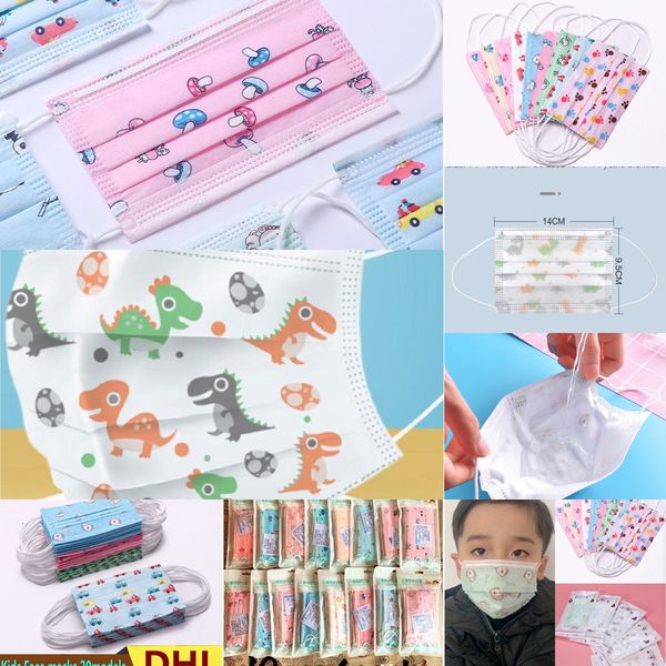 

children fashion kids child masks cartoon 3 face layer disposable mask protective boys girls mascarillaoutlet715y
