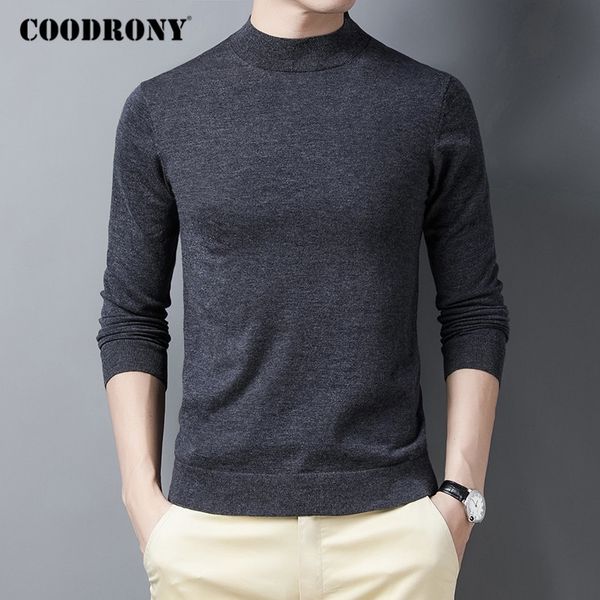 

coodrony brand sweater men 100% merino wool pullover men autumn winter soft warm pure color pull homme c3014 201119, White;black