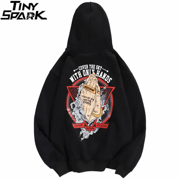 

hip hop men streetwear hoodie sweatshirt powerful hands print pullover 2020 autumn fashion causal cotton hoodie black hipster