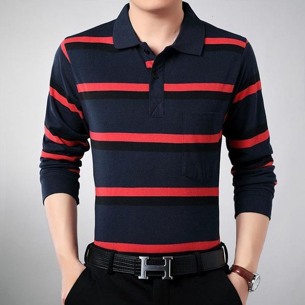 

2021 men polo shirt spring brand clothing men casual embroidery polo shirts long sleeve striped male polo shirt, White;black