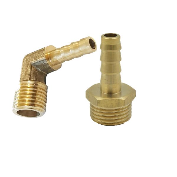 

2 pieces 3/8 bsp to 10mm brass male elbow barbed hose tail pipe gas fitting