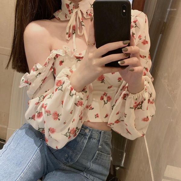 

zcwxm floral short korean style print ruffles blusas fashion 2020 summer chiffon blouse women shirts new1, White