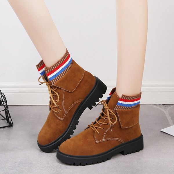 

winter boots lady australia lace up booties ladies low heels booties round toe shoes boots-women 2020 snow autumn ankle rubber, Black