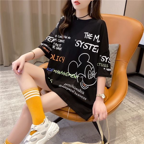 

fe9l0 tiktok ins sleeved t-shirt jacketclothing jacketshirt red short t-shirt summer large new medium long cartoon letter jacket 2020 size w, White