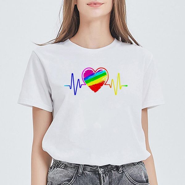 

new t shirt women lovely colorful harajuku punk hip hop t-shirt fashion tshirt ropa mujer daily cool plus size lgbt tee shirt, White