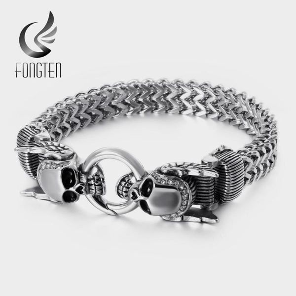 

fongten charm bracelet men stainless steel punk mesh chain mens bracelets bangles jewelry, Golden;silver